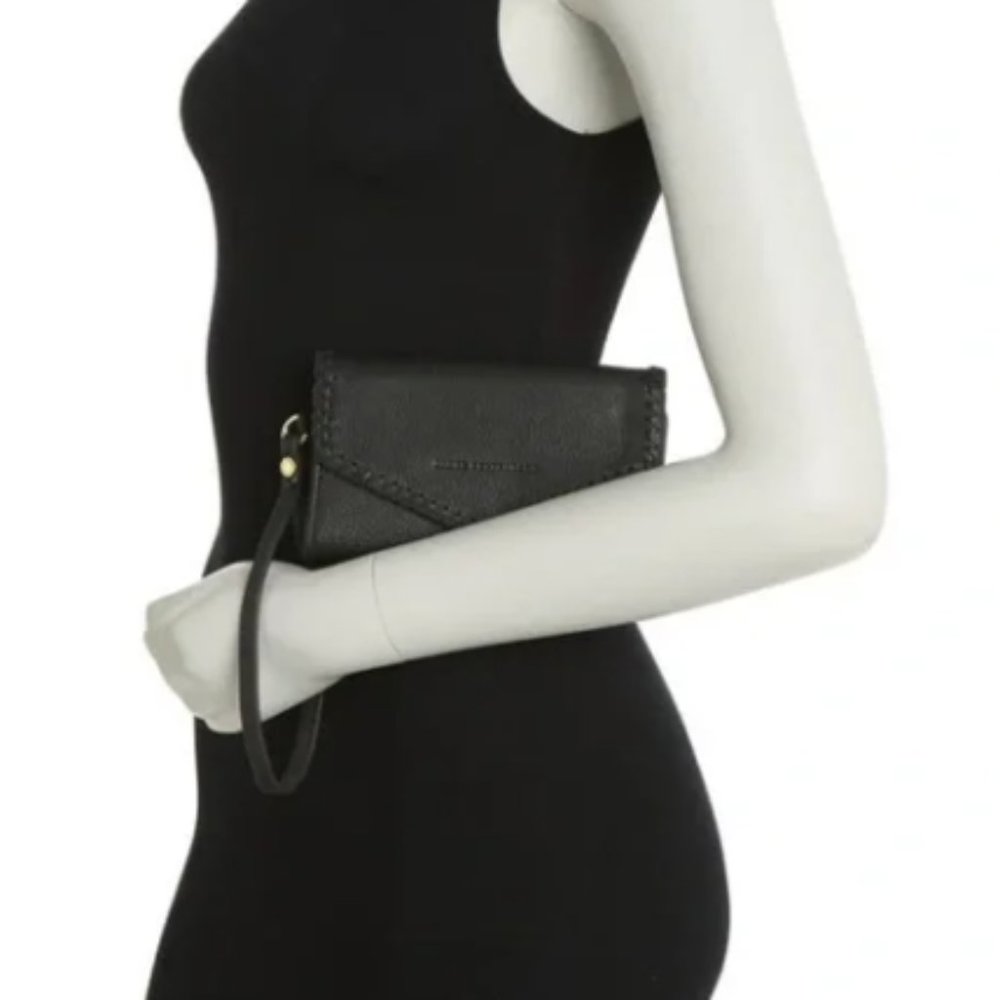 Aimee Kestenberg Spello Leather Whipstitch Wallet in Black